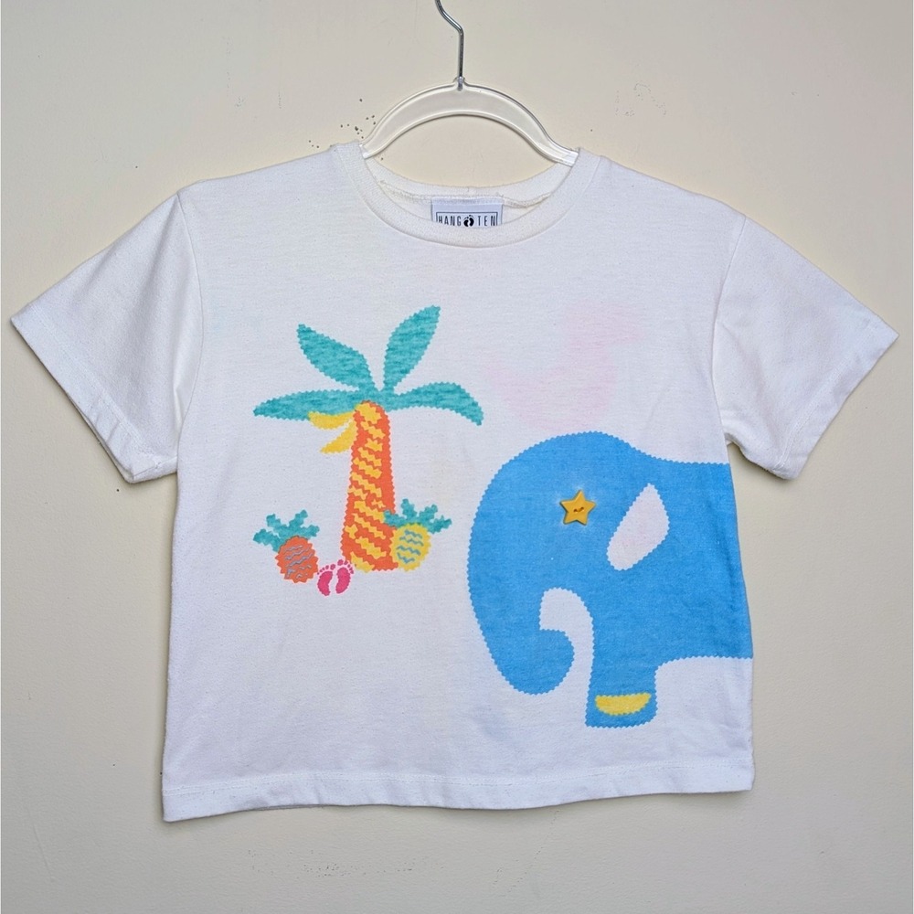 Vintage Hang Ten Kids 80s Animal Bird Elephant Wrap Around Surf Shirt Kids Small